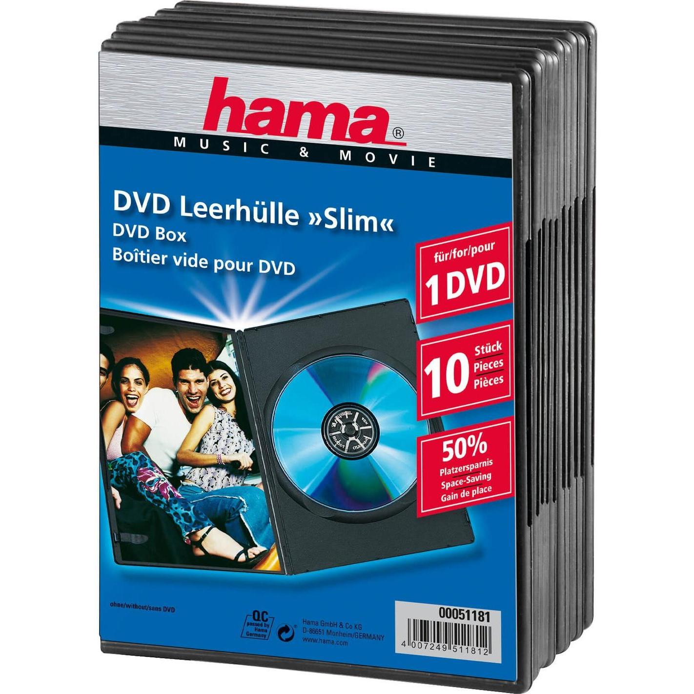 Hama 1x10 DVD Blank Sleeve Slim 50% di risparmio di spazio, Accessori per disco ottico