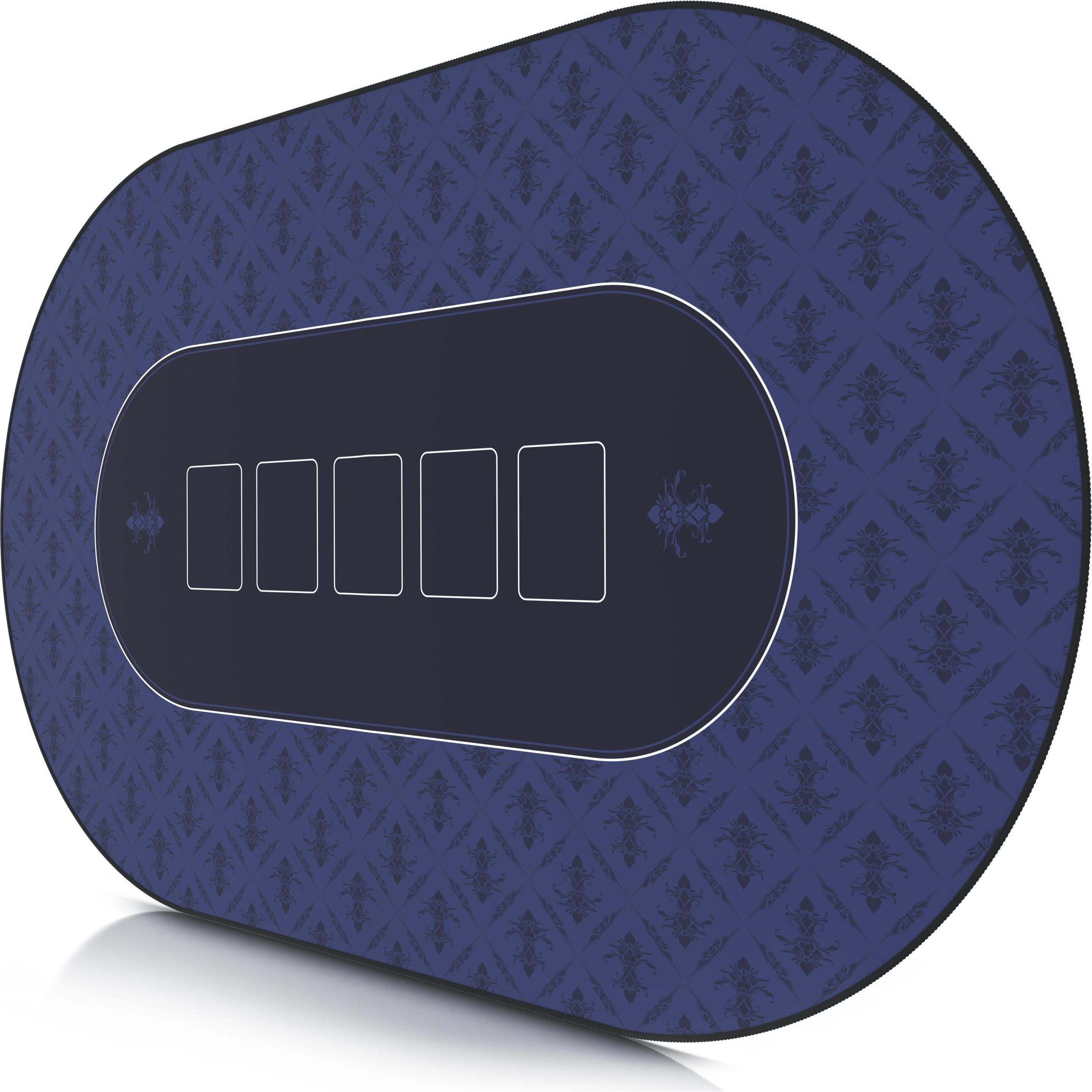 CSL Pokermatte, grosse Schreibtischunterlage 1000x600mm, ovale Pokertischauflage für Kartenspiele, blau