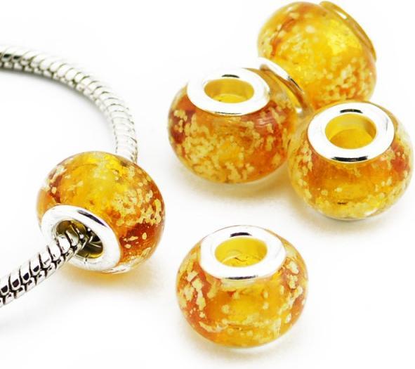 Produktbild Hermex Glas Bead Perle versilbert 925 - Caramel (Glas, Silber 925)