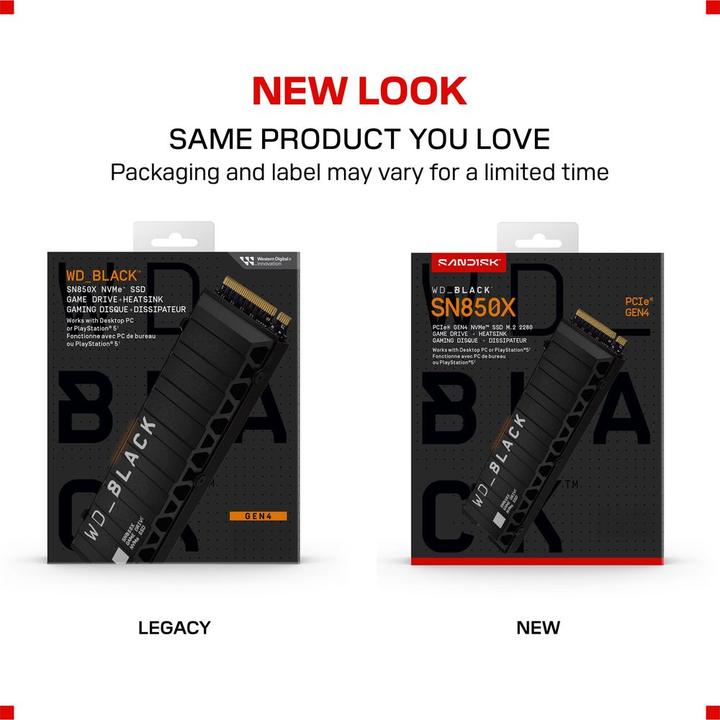 Produktbild WD Black SN850X mit Heatsink powered by SANDISK (4000 GB, M.2 2280)