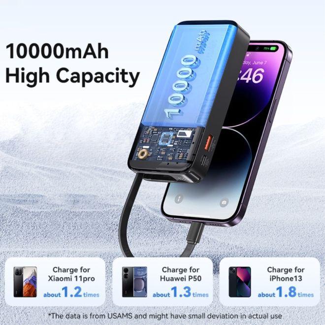 Image du produit Usams Powerbank ze zwijanym kablem Retractable Lightning 10000 mAh PD 20W Fast Charge XY Series biał (10000 mAh, 50 W)