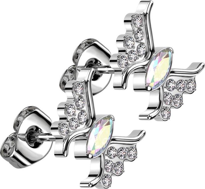 Immagine prodotto Star Piercing Threadless Ohrstecker silber Schmetterling silber Kristall multicolor (senza ottone, Titanio)
