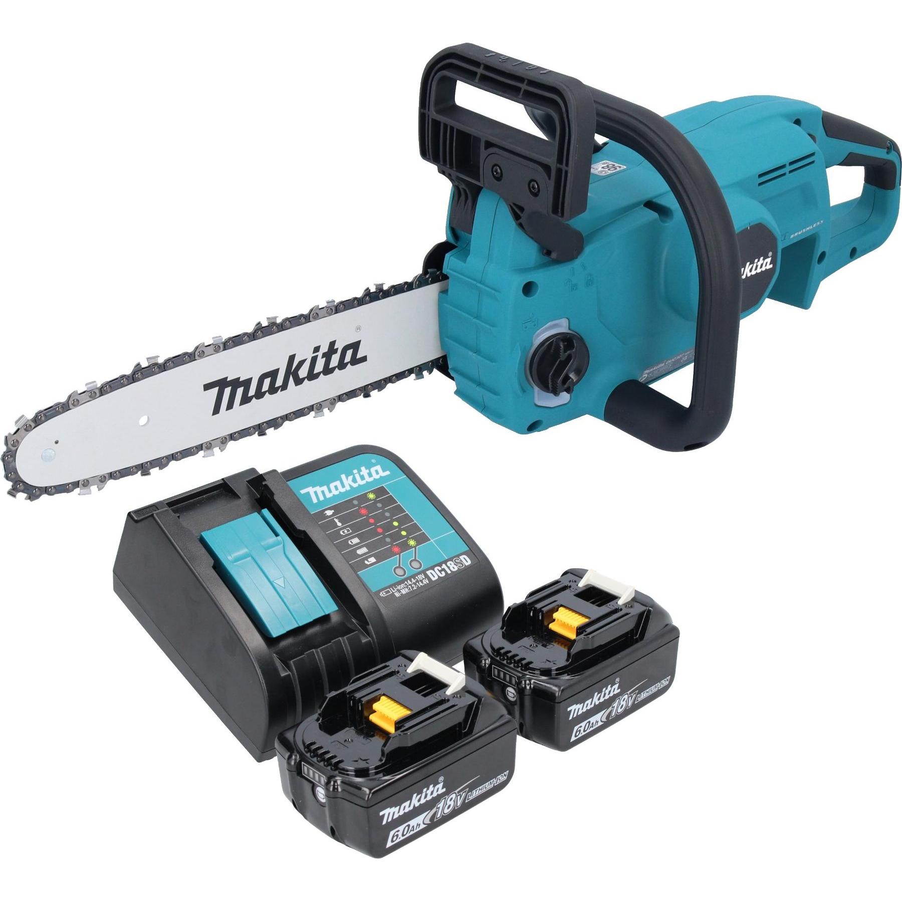 Makita, Kettensäge, DUC 307 SG2X3 Akku Kettensäge 18 V 30 cm Brushless + 2x Akku 6,0 Ah + Ladegerät (Akku Kettensäge)