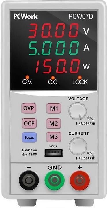 PCWork PCW07D, Labornetzgerät, regelbar, 0-50V DC, 6A, USB, Memory Funktion