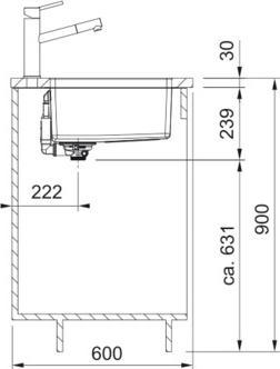 Actual product image Franke Spüle Maris MRX 110-55 CRNI (Undermount sink, 44 cm, 59 cm)