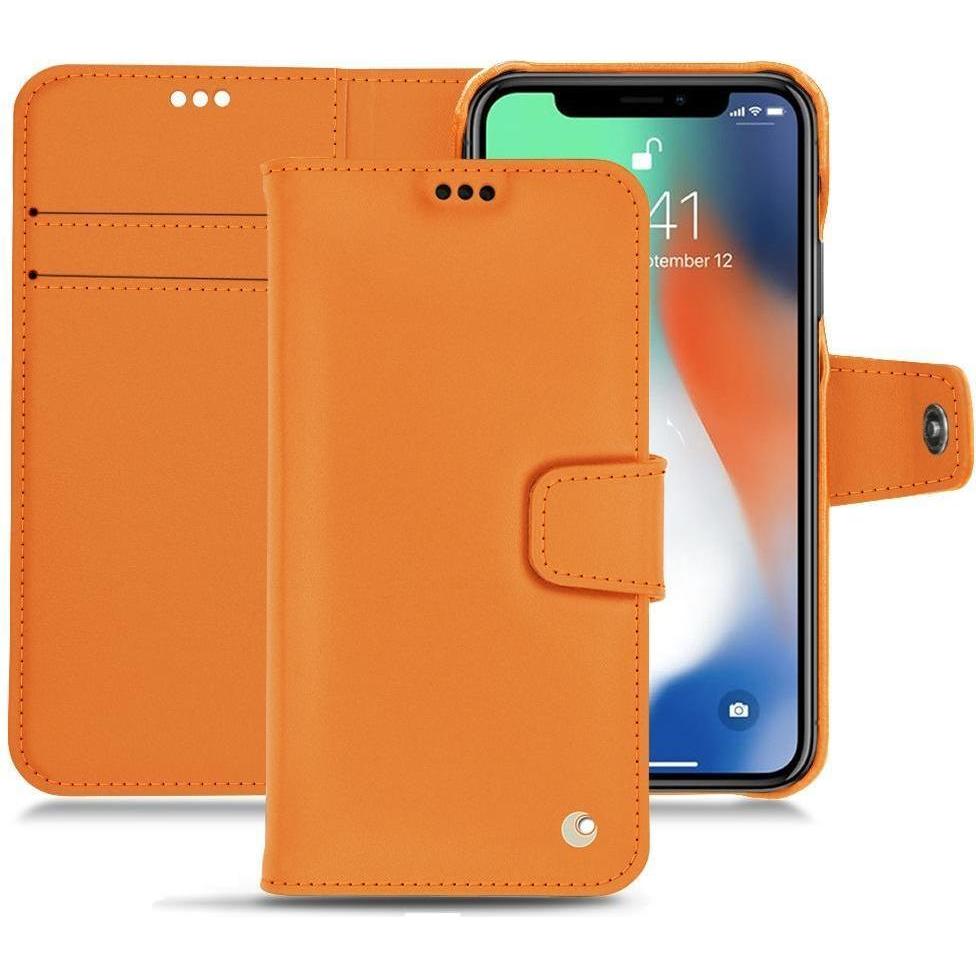 Noreve Lederschutzhülle Wallet (Apple iPhone XR), Smartphone Hülle, Orange