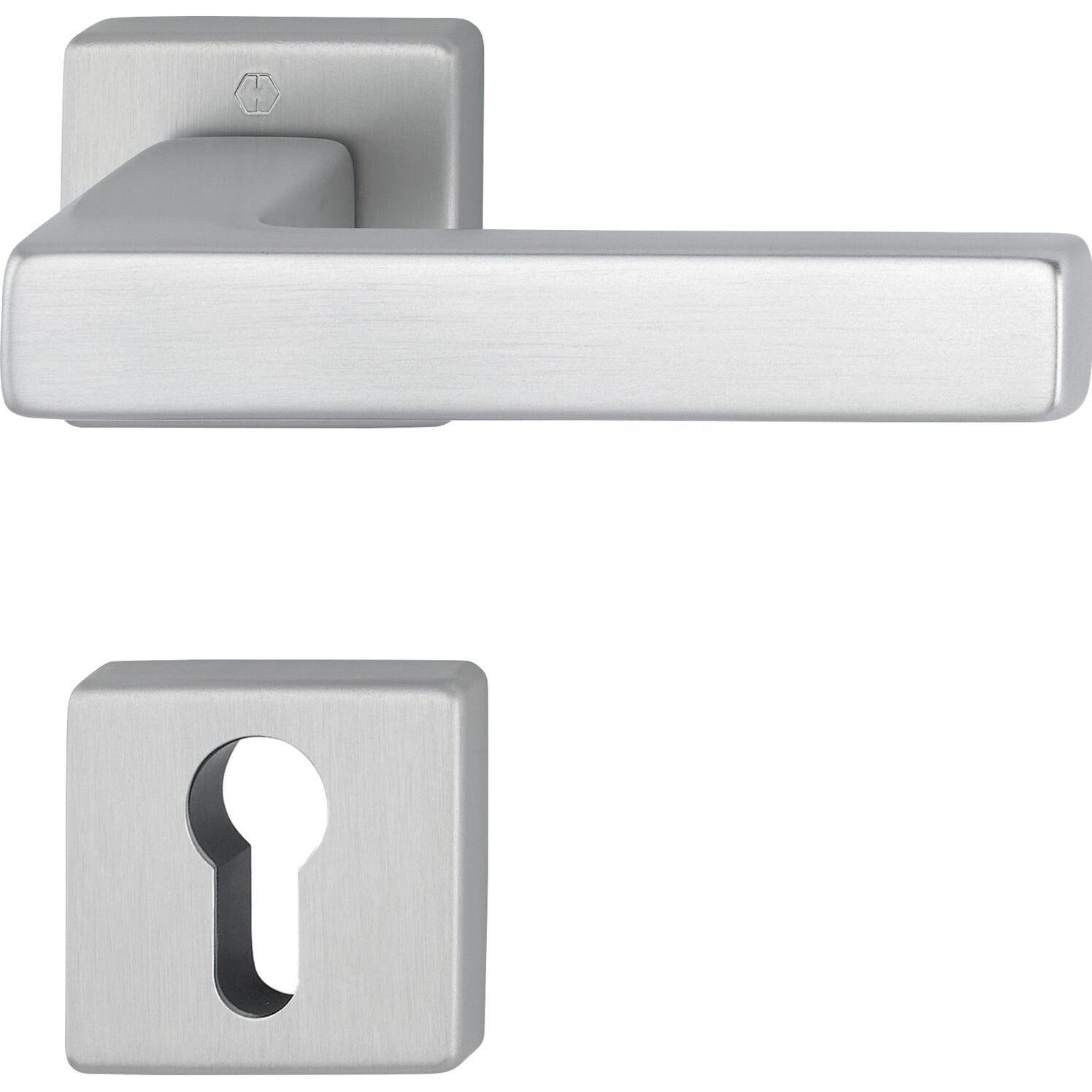 Hoppe, Türgriff + Fenstergriff, Drückergarnitur AUSTIN - auf Rosette PZ, Aluminium edelstahlfarbig matt (Türgarnitur)