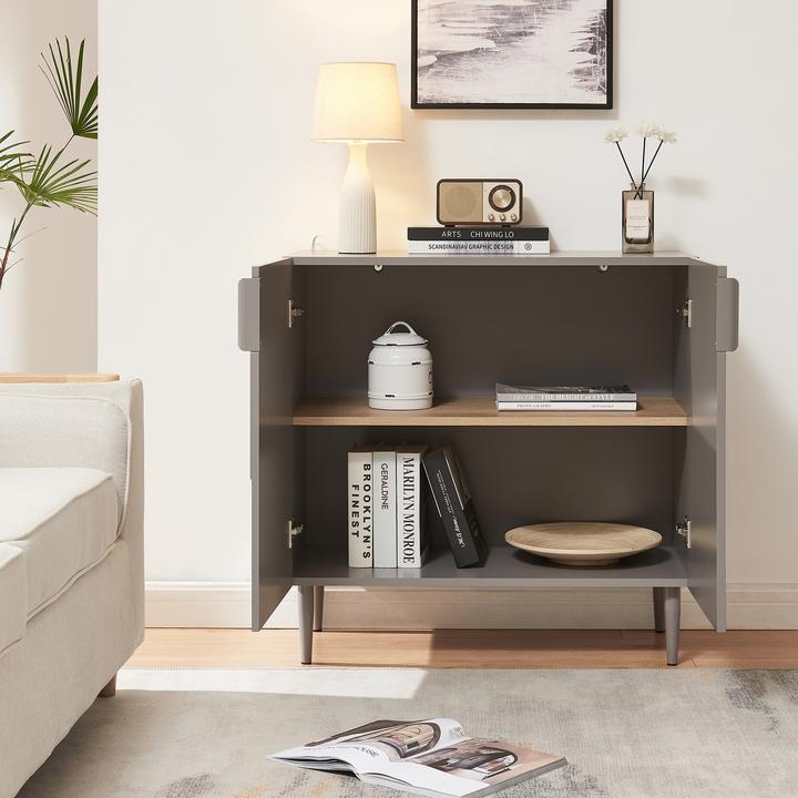 Image du produit En.Casa Sideboard Starvili mit 2 Türen 75x76x38 cm Grau (76 x 38 x 75 cm)