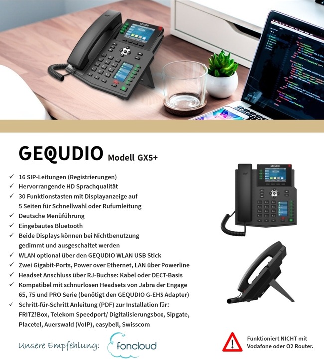 Produktbild Gequdio GX5+ IP-Telefon Set mit Netzteil