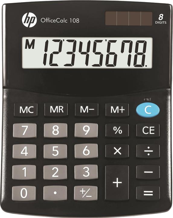 HP OfficeCalc 108 bureaucalculator zwart (Batterijen, Zonnecellen)