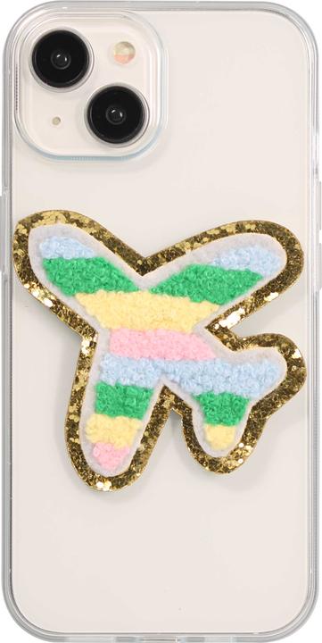 Actual product image PhoneLook Autocollant sticker pour téléphone/tablette/ordinateur brodé en 3D Avion avec bord doré