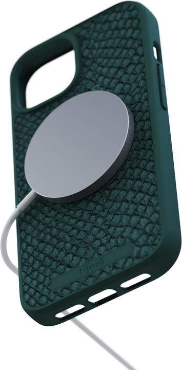 Produktbild Njord Hard-Cover Salm.Leather Magsafe Case Dark Green (Apple iPhone 15)
