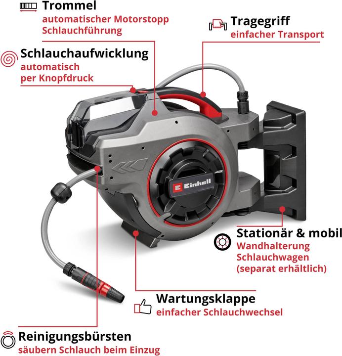 Produktbild Einhell GE-HR 18/30-1 Li-Solo Akku-Schlauchtrommel (Wasser) (30 m)