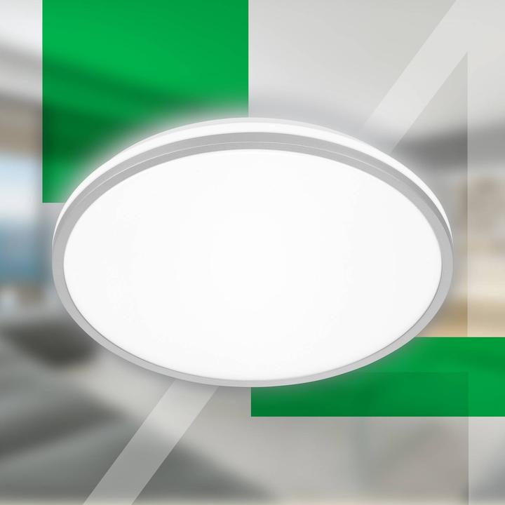 Actual product image Briloner Ultra-efficient ceiling light with energy efficiency class A, white with matt chrome edge (1800 lm)