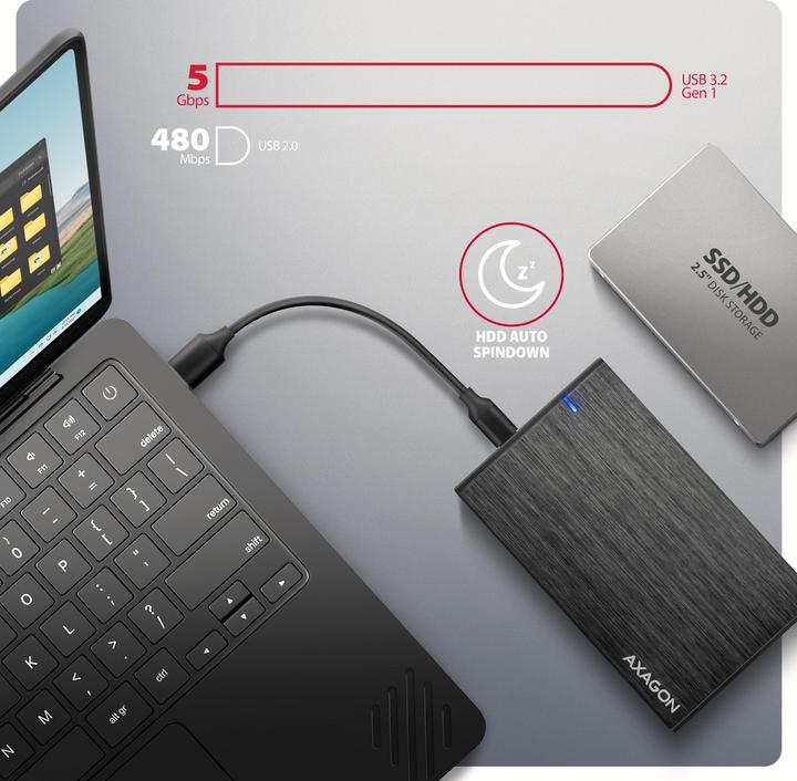 Actual product image Axagon EE25-XA6C 2,5 "USB3.0 HDD Sata Aline Box Schwarz (2.5")