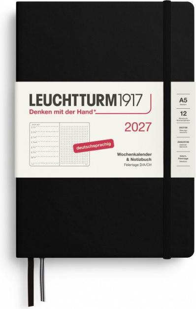 Produktbild Leuchtturm1917 Wochenkalender&NotizbuchMediumA5DottedSchwarz2027 (A5, 1 Woche / 1 Seite)