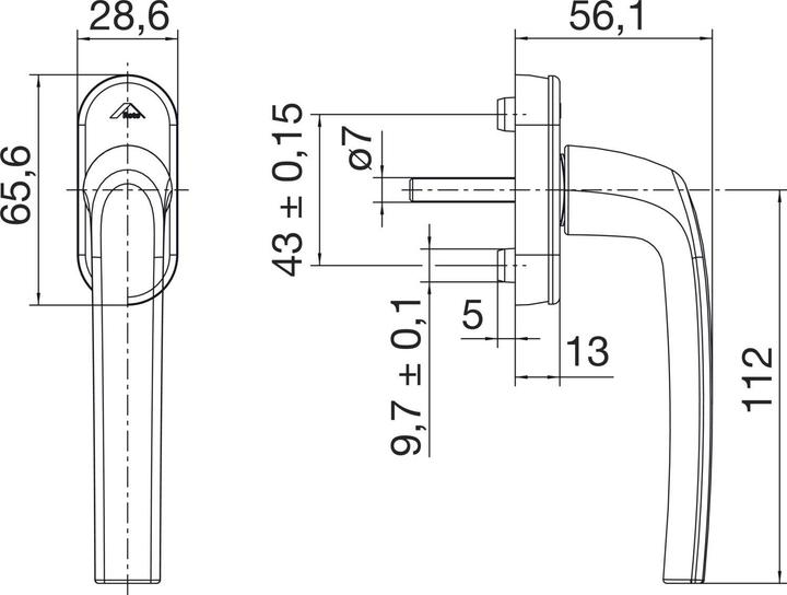 Actual product image Roto Window handle SAMBA VK 7 x 37 mm, aluminium titanium anodised