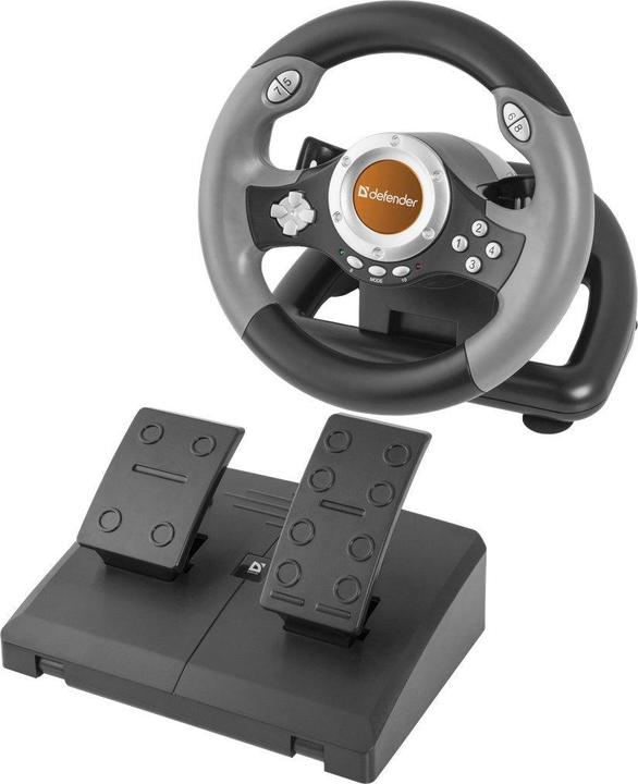 Actual product image Defender Challenge Mini LE Black, Red USB 2.0 Steering wheel + Pedals PC (PC)