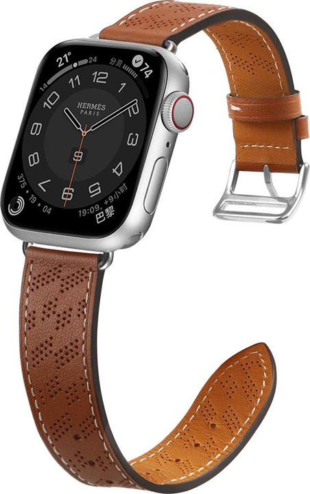 Actual product image Hurtel Strap Leather Leather Strap for Apple Watch Ultra, SE, 8, 7, 6, 5, 4, 3, 2, 1 (49, 45, 44, 42 mm) (42 mm, 44 mm, 45 mm, 49 mm, Genuine leather)