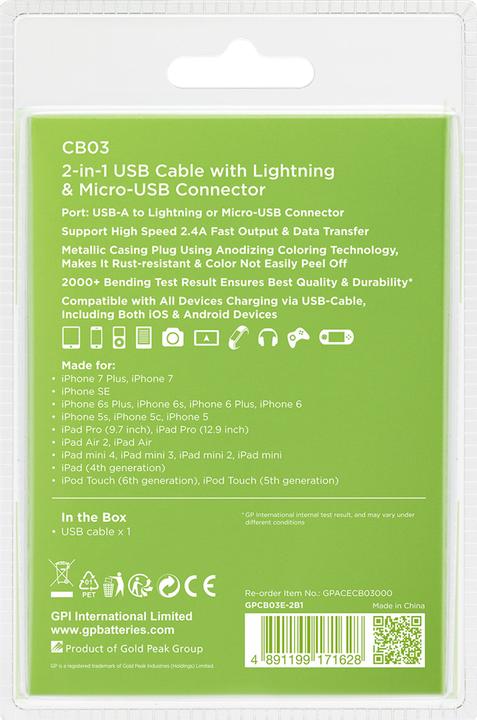 Produktbild GP Batteries CB03 (0.15 m, USB 2.0)
