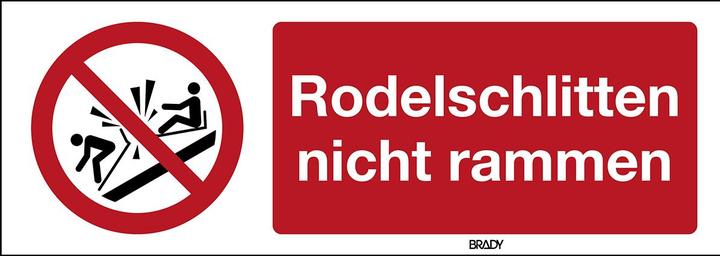 Energie-Label Brady P/P047/DE106/PP-297X105-1, ISO Sicherheitskennzeichnung - Rodelschlitten nicht rammen