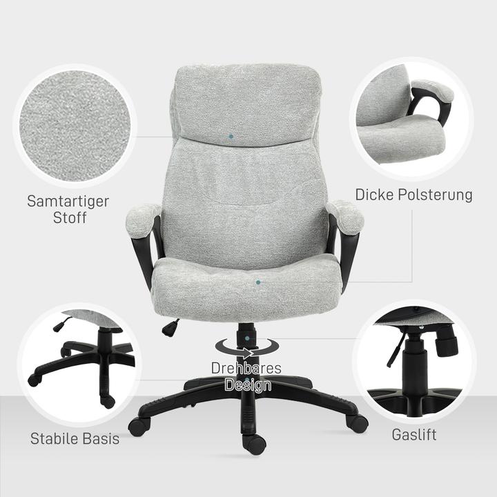 Produktbild Homcom Bürostuhl Polyester, Schaumstoff Hellgrau