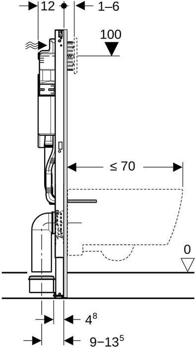 Produktbild Geberit GE Duofix Element f. WWC, 112 cm mit Sigma UP-SPK 12 cm