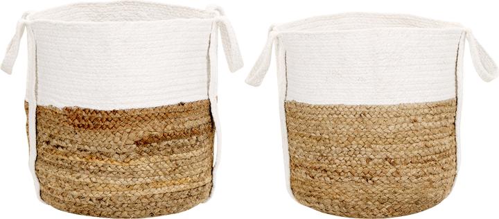 Beliani Jutekörben Natur und Weiss 2er Set BELLPAT (32 cm, 2x)