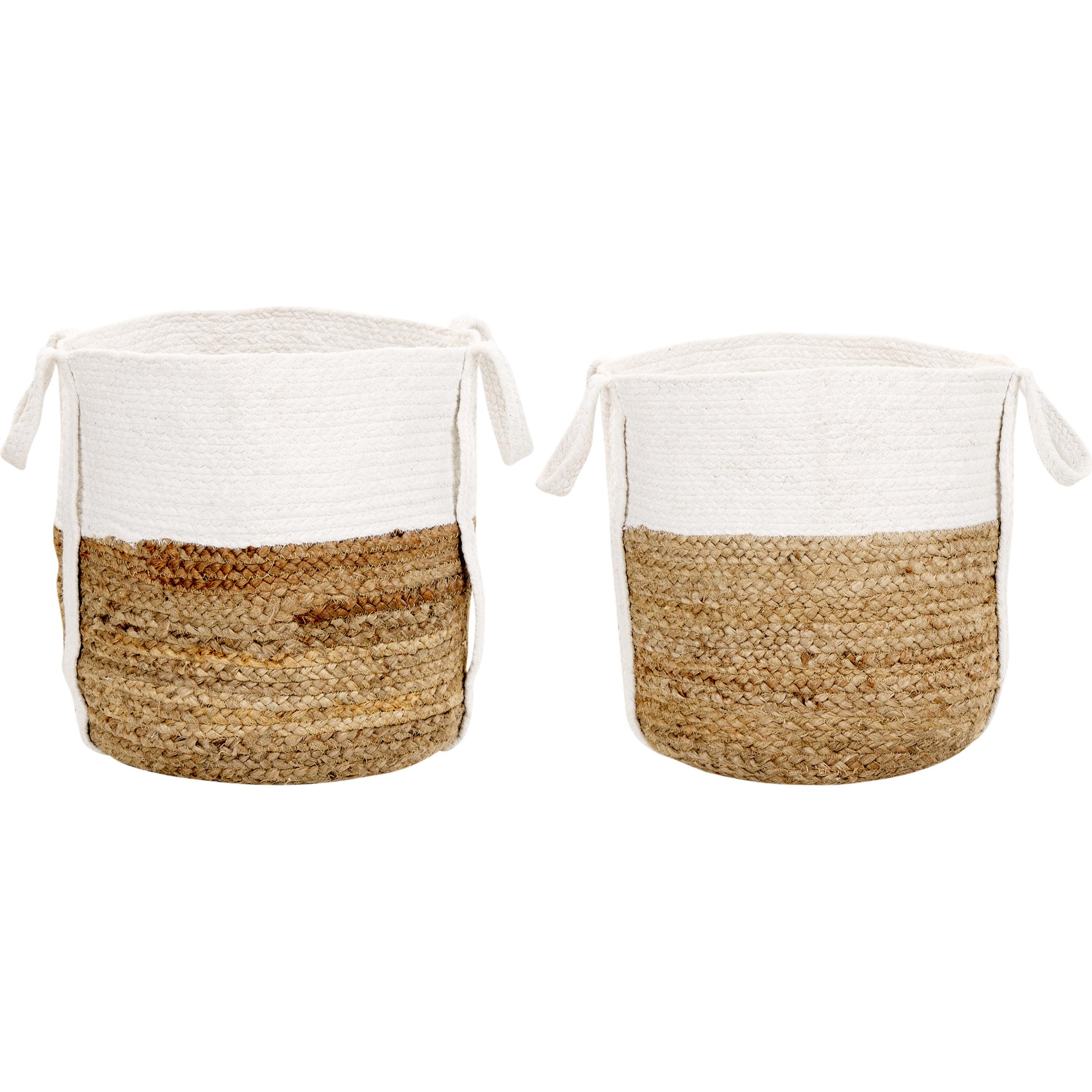 Beliani, Aufbewahrungskorb, Jutekörben Natur und Weiss 2er Set BELLPAT (2 x, 37 x 37 x 37 cm)