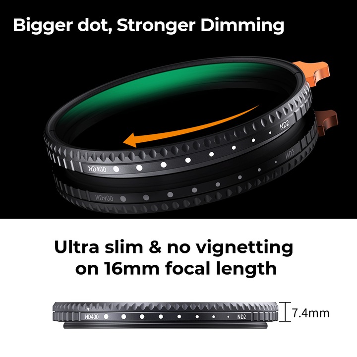 Image du produit K&F Concept Filtre pour objectif 67MM ND2-ND400 variable (1-9 Stops) 28 couches vertes multicouches HD