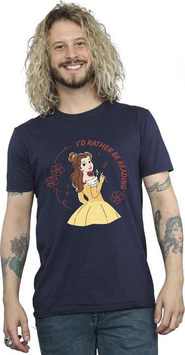Actual product image Disney Mens Beauty And The Beast I'd Rather Be Reading T-Shirt (4XL)