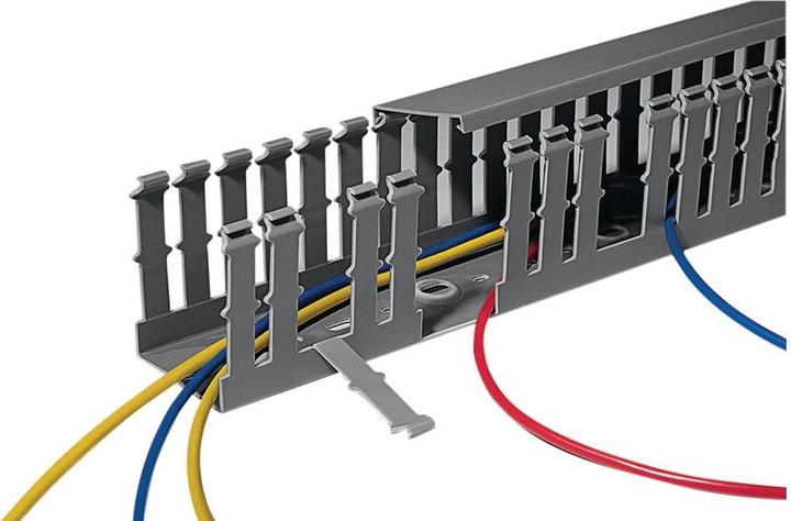 HellermannTyton Geschlitzter Verdrahtungskanal HF HELADUCT, 40 x 80mm, 2m, ABS/Polycarbonat (PC), Grau (200 cm)