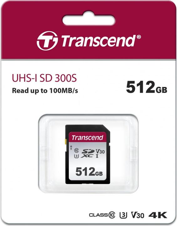 Actual product image Transcend SDXC 300S (512 GB, SDXC, U3, UHS-I)