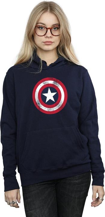 Actual product image Womens/Ladies Captain America Distressed Shield Hoodie (XXL)