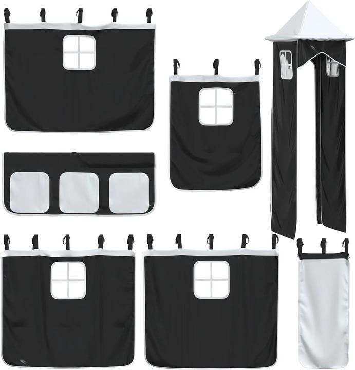 Actual product image vidaXL Curtains for loft bed with tower white and black