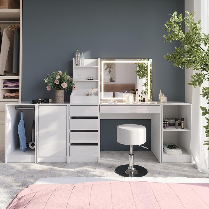 Produktbild Vicco Schminktisch Sherry, Weiss, 100 cm 4 Teile (100 x 40.10 x 65 cm)