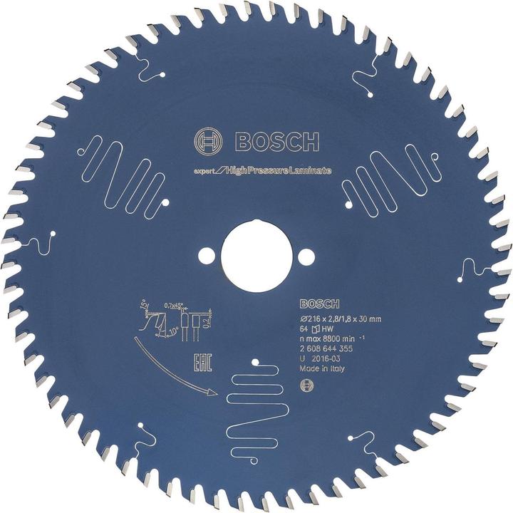 Actual product image Bosch Professional Zubehör Circular saw blade Expert for High Pressure Laminate, 216 x 30 x 2.8 mm, 64