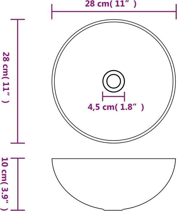 Actual product image vidaXL Waschbecken (280 mm, 280 mm)