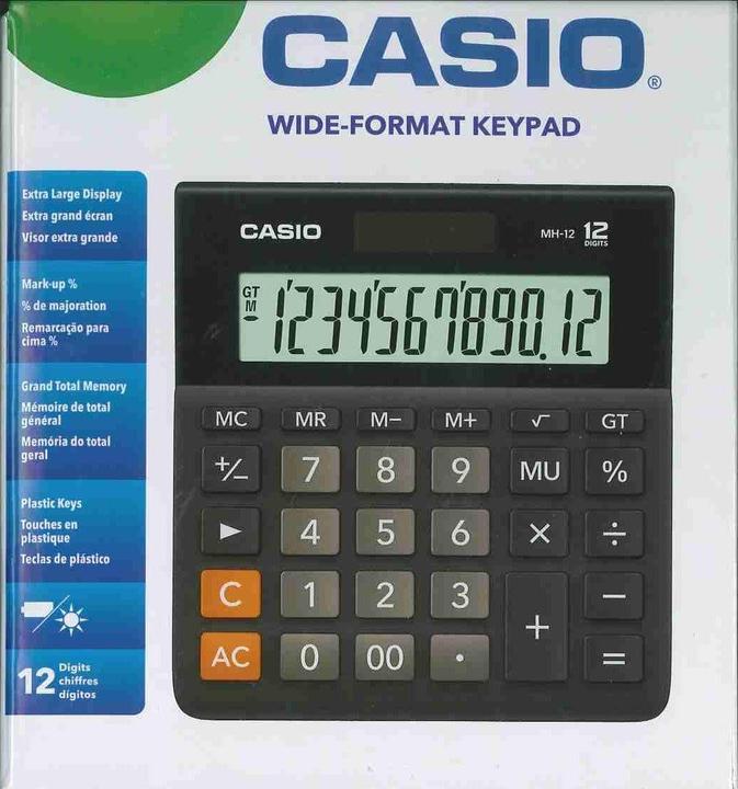 Immagine prodotto Casio Calcolatrice da tavolo MH-12, 127 x 136,5 x 28,8 mm, nero (Batterie, Celle solari)