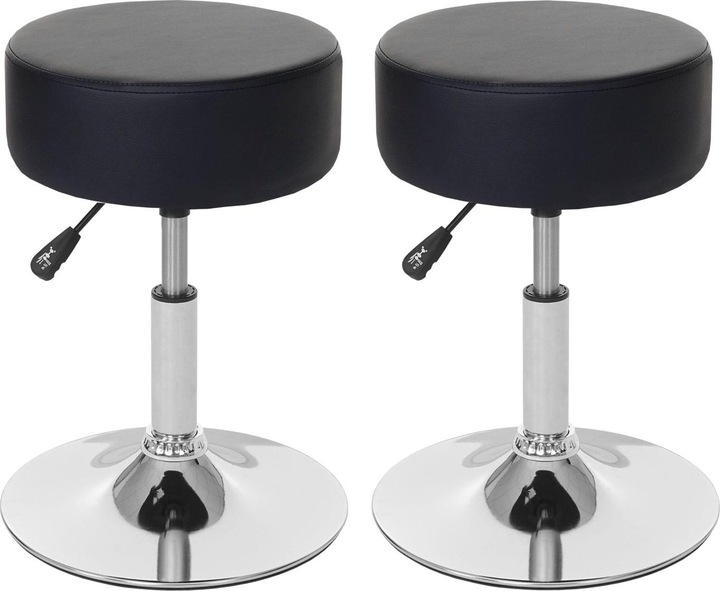 Produktbild Swisshandel24 2x Hocker, Sitzhocker Schminkhocker, höhenverstellbar Ø 35cm Kunstleder, schwarz