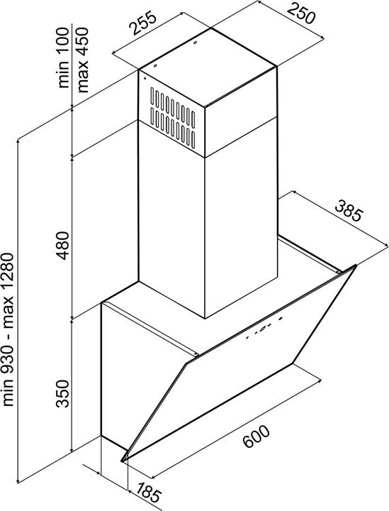 Produktbild Inventum AKD6005zwa - Abfall -Extraktor - 60 cm - 660 m3/h - 4 Positionen - Timer - Energieklasse A (Unterbauhaube, Wandhaube)