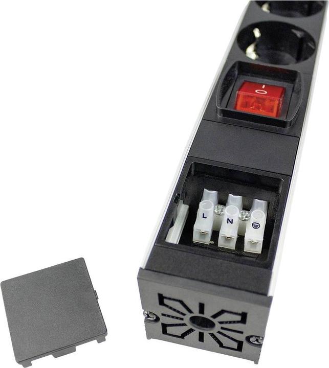 Actual product image As - Schwabe Angle socket strip for 19" network cabinet (7x, CEE 7/3)