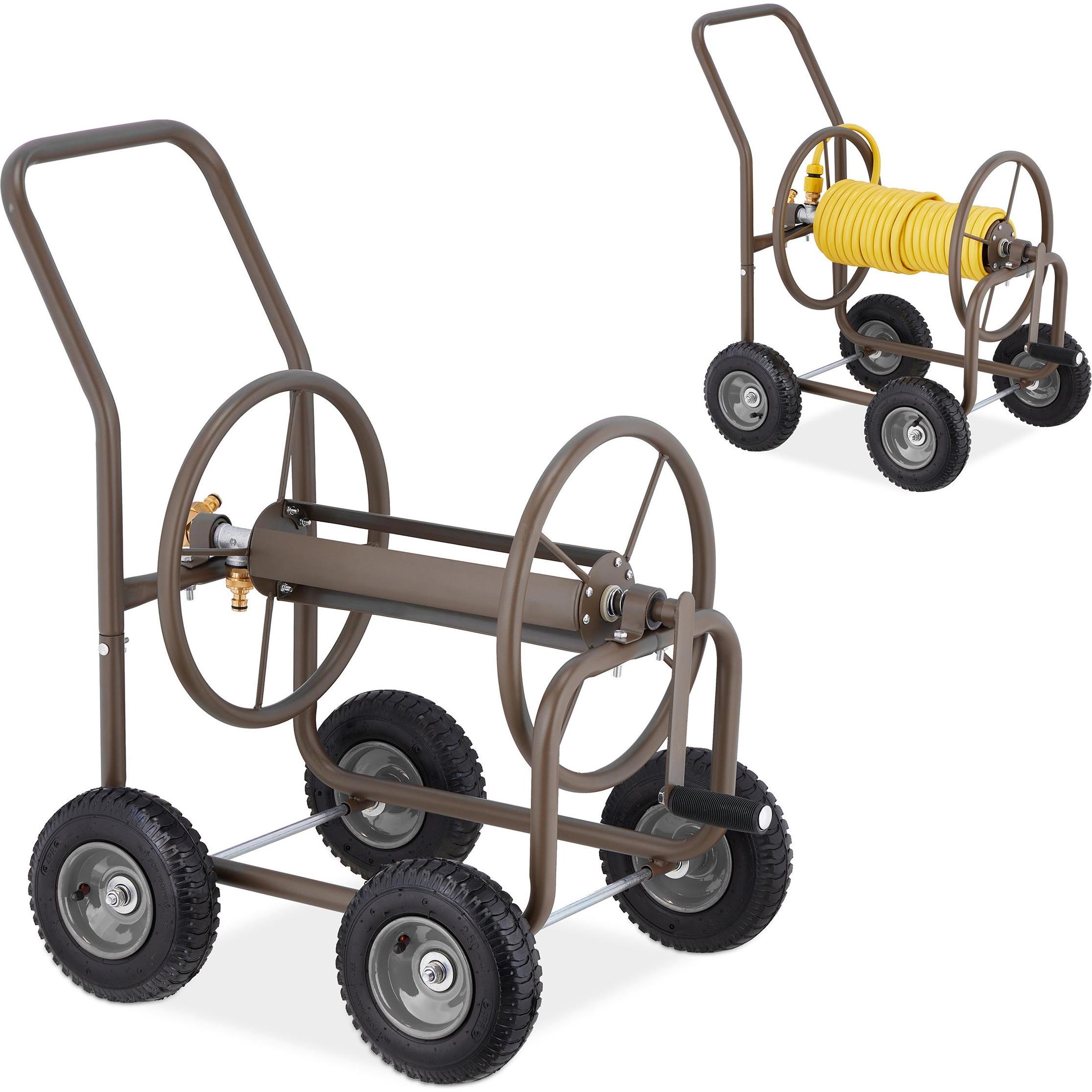 Relaxdays, Deposito per tubi da giardino, Carrello avvoligitubo