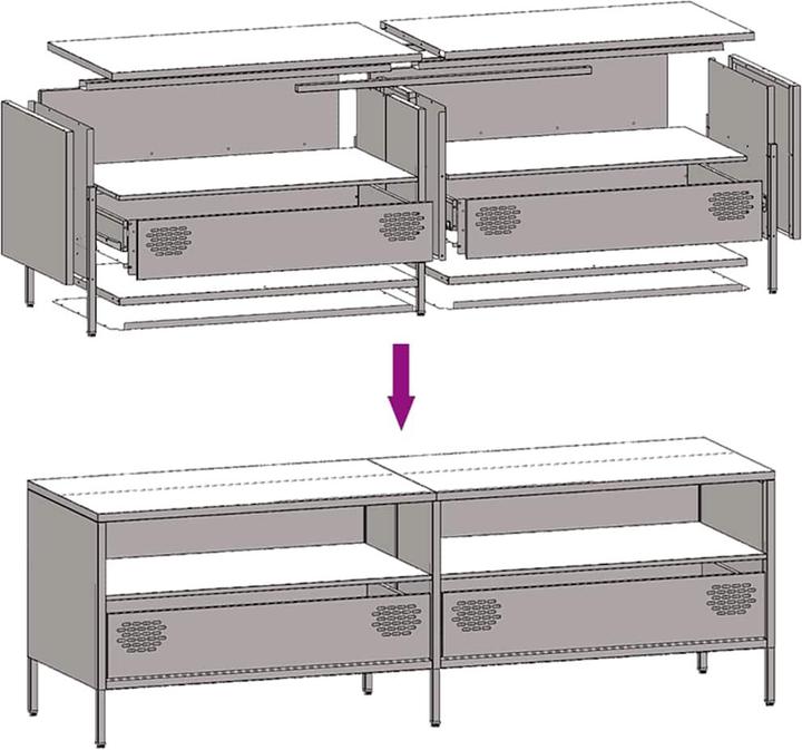 Produktbild vidaXL TV Schrank Lowboard Fernsehschrank Fernsehtisch Rosa Kaltgewalzter Stahl (135 x 39 x 43.5 cm)