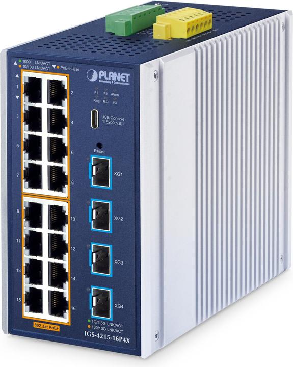 Produktbild Planet Industrial L2+ 16-Port Managed Switch IGS-4215-16P4X (16 Ports)