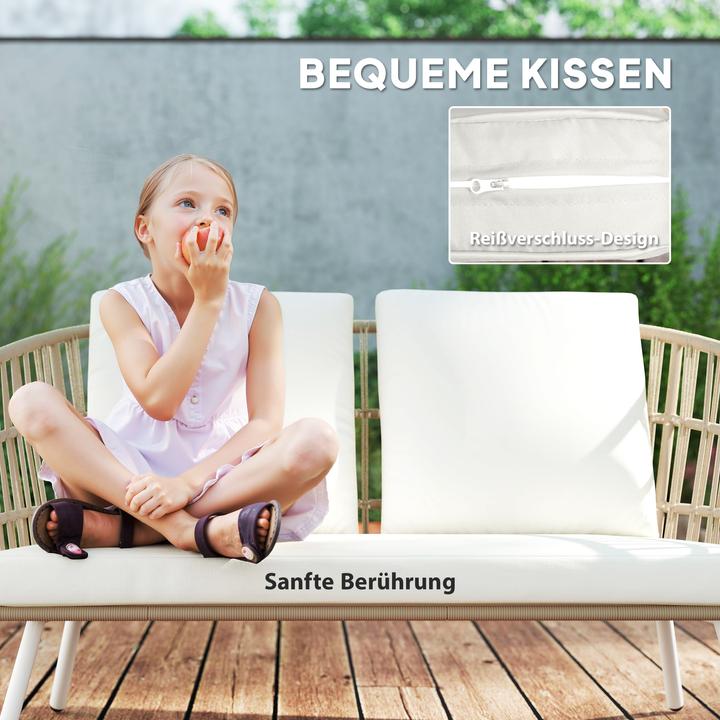 Actual product image Outsunny Rattan Gartenmöbel-Set Stahl, PE-Rattan Khaki