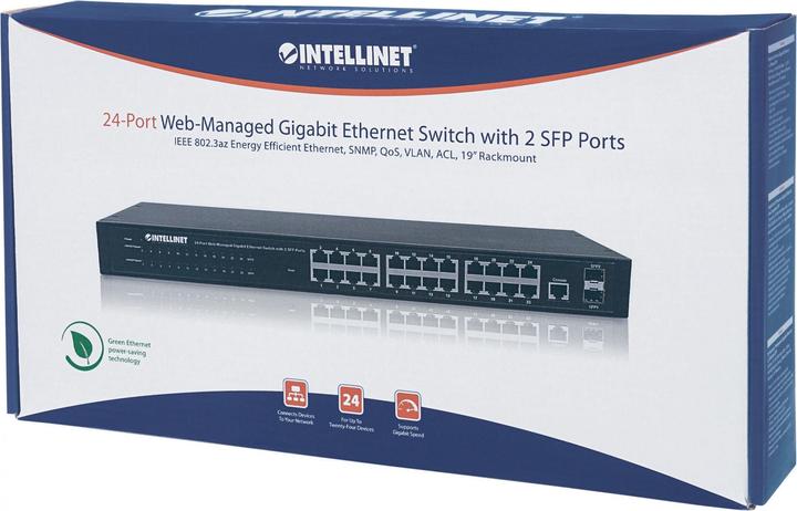 Image du produit Intellinet Commutateur Gigabit Ethernet 24 ports géré par le Web avec 2 ports SFP 24 ports RJ45 10/100/1000 (24 Ports)