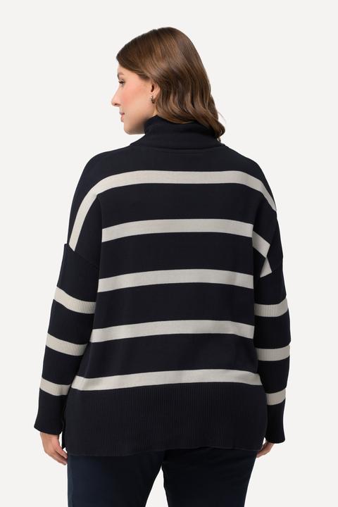 Produktbild Ulla Popken Bellieva Pullover, oversized, Seitennähte mit Druckknöpfen, Stehkragen, Langarm (42, 44)