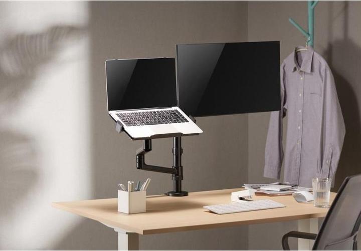 Actual product image Gembird Regulowany uchwyt biurkowy z ramieniem na monitor i podstawką na notebooka 17-32inch do 8kg (Table, 32", 8 kg)