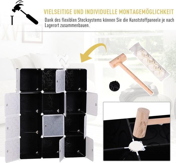 Actual product image Swisshandel24 Wardrobe DIY wardrobe Shelving system Plug-in shelf Cube wardrobe with clothes rail 2 + 6 (111 x 47 x 145 cm)